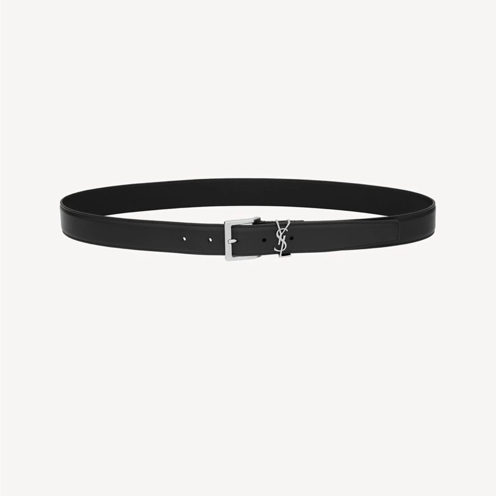 SAINT LAURENT CASSANDRE VADIM BELT IN BLACK SMOOTH LEATHER
